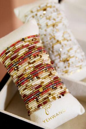 Display mit Armbändern aus bunten Perlen Rosè & Gold Edelstahl h5 Bild2