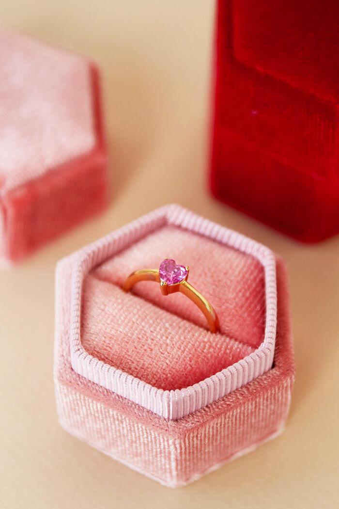 Caja de anillo de terciopelo Rosa Franela Imagen2