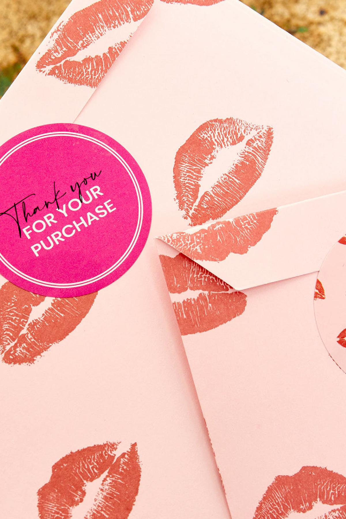 Stickers Thank you pink Rose Paper Picture2