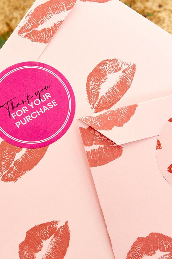 Stickers Thank you pink Rose Paper