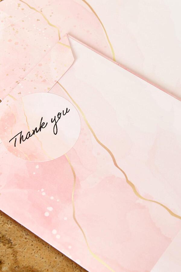 Stickers Thank You pink marble Paper