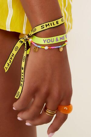 Bracelet ribbon Happy Smile Yellow Polyester h5 Picture2