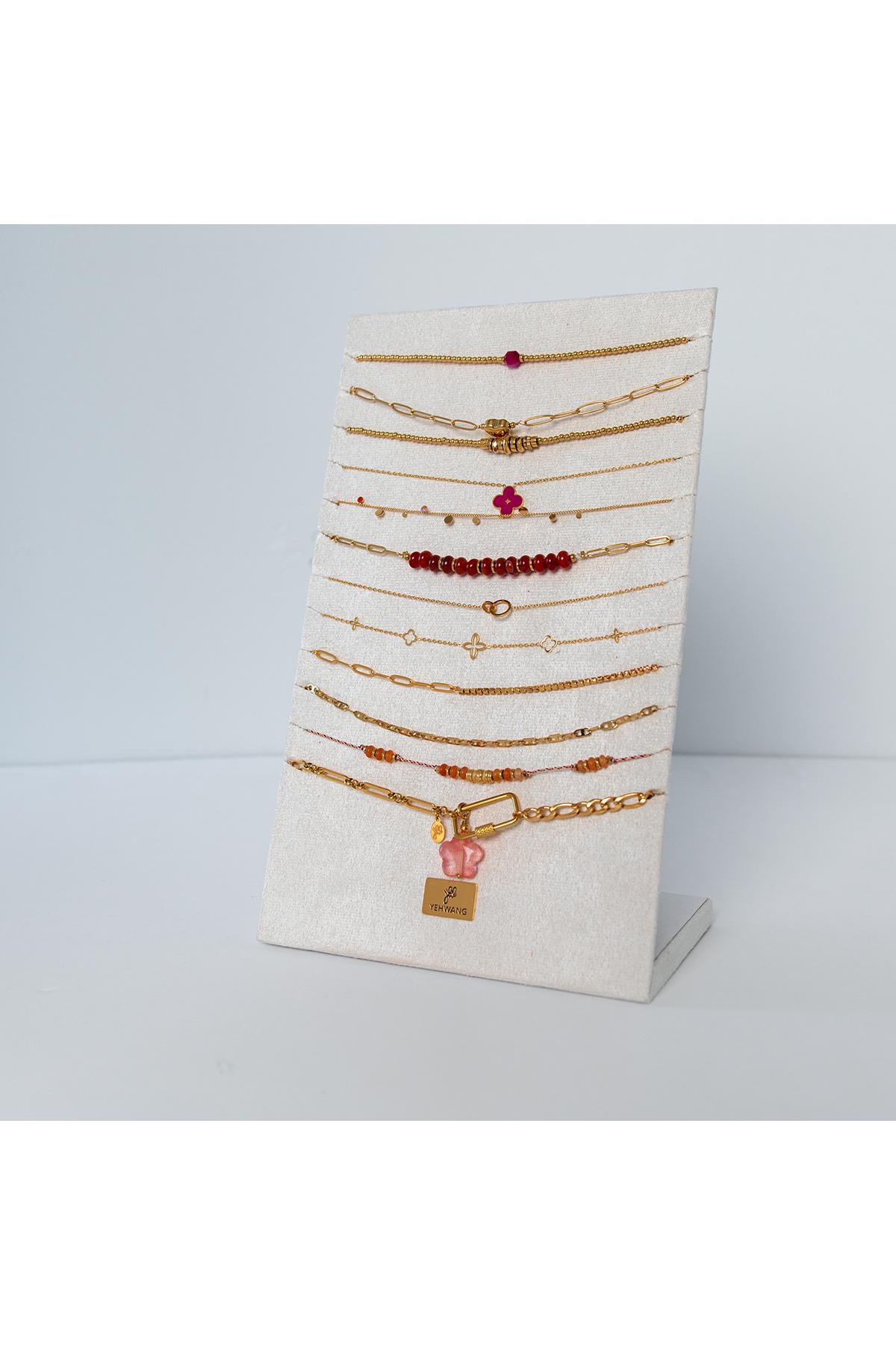 Halskette zeigt Kleeblätter Multi Edelstahl