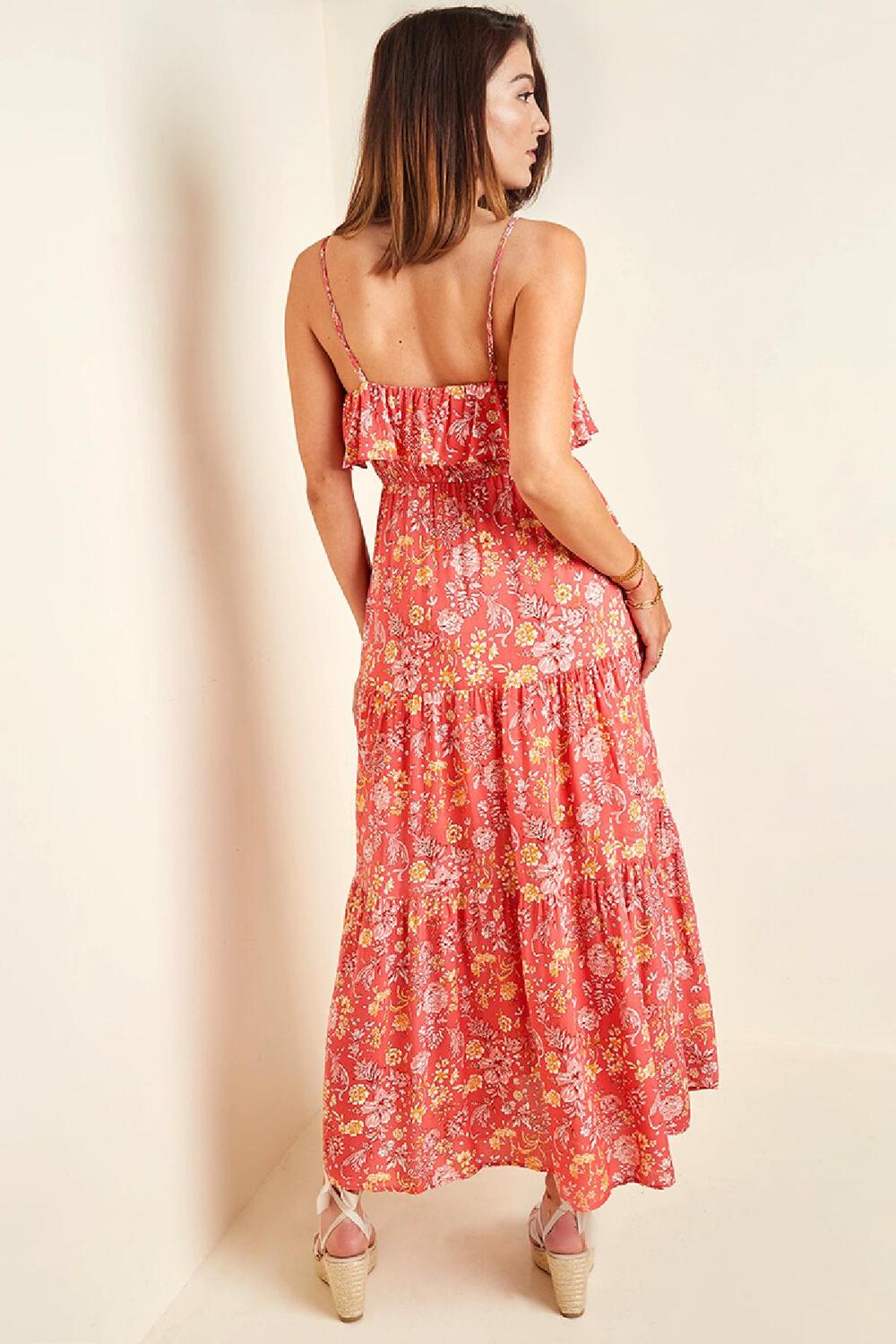 Robe Maxi Fleurs Vintage Rouge S h5Image6