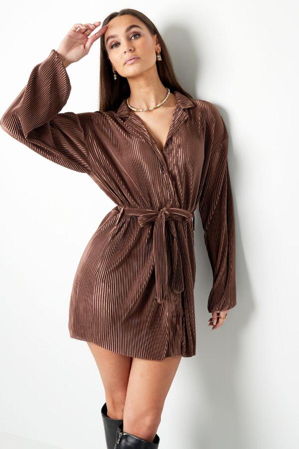 Dress with rib structure Brown L