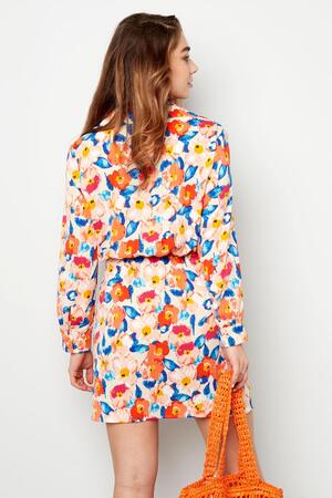 Vestido estampado de flores con detalle de botones Naranja S h5 Imagen5