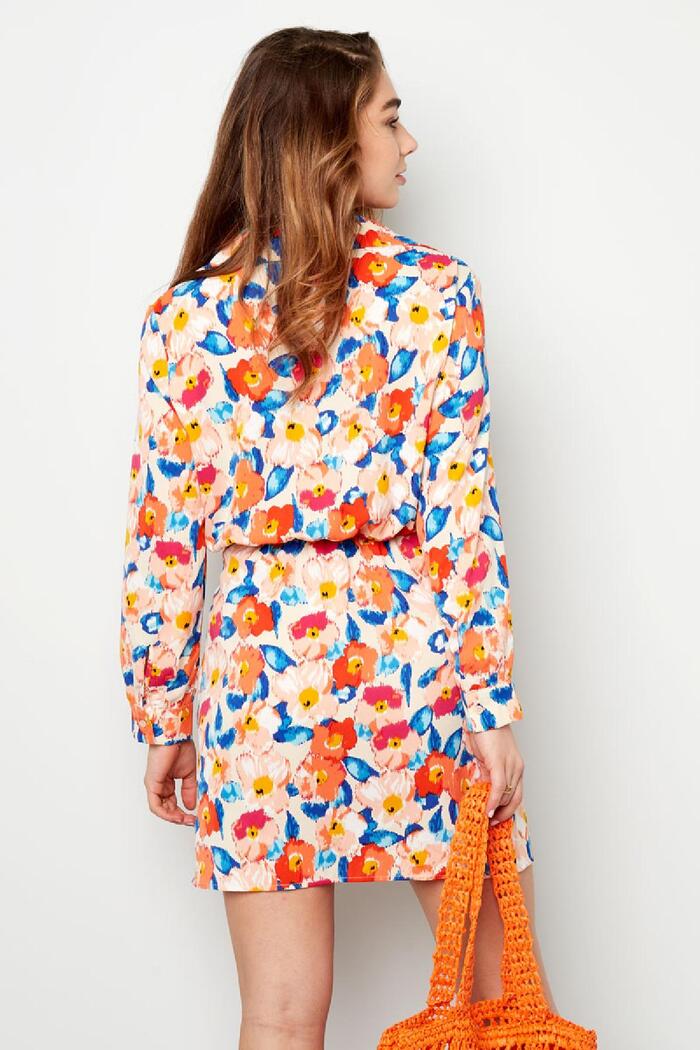 Vestido estampado de flores con detalle de botones Naranja S Imagen5