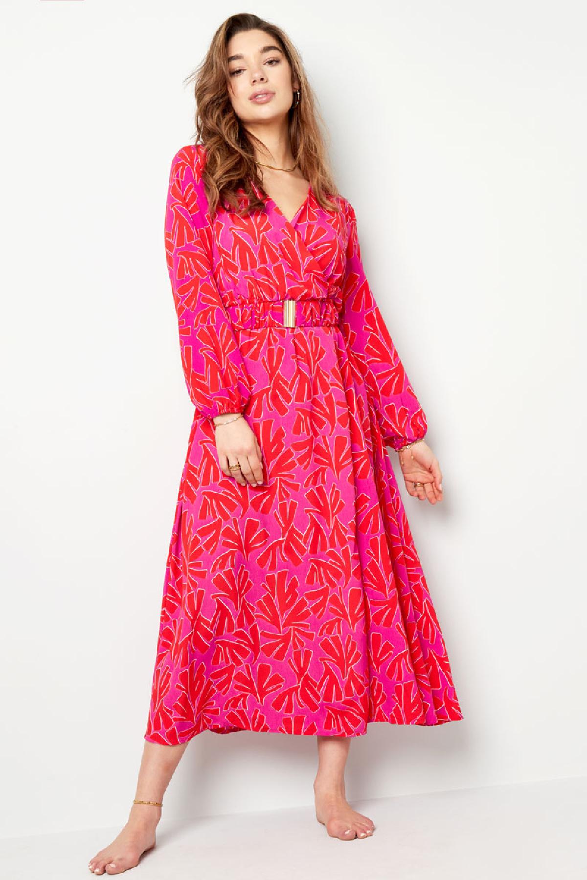 Maxikleid bunt bedruckt mit Gürtel Gelb S Bild3