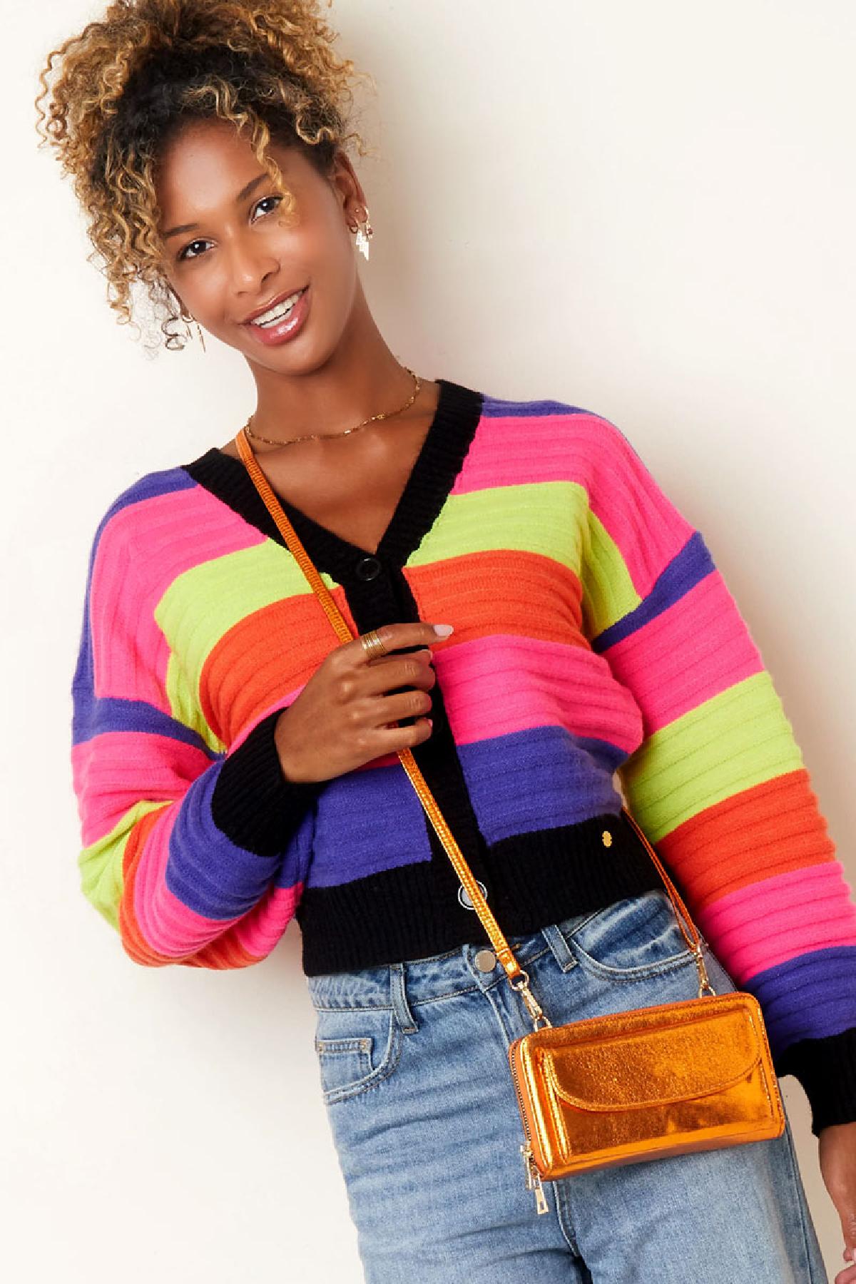 Strickjacke mit Ballonärmeln - mehrfarbig Weißes Multi S/M Bild6