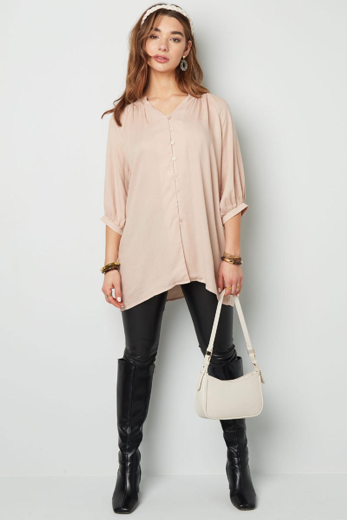 Basic blouse with buttons Beige M Picture6