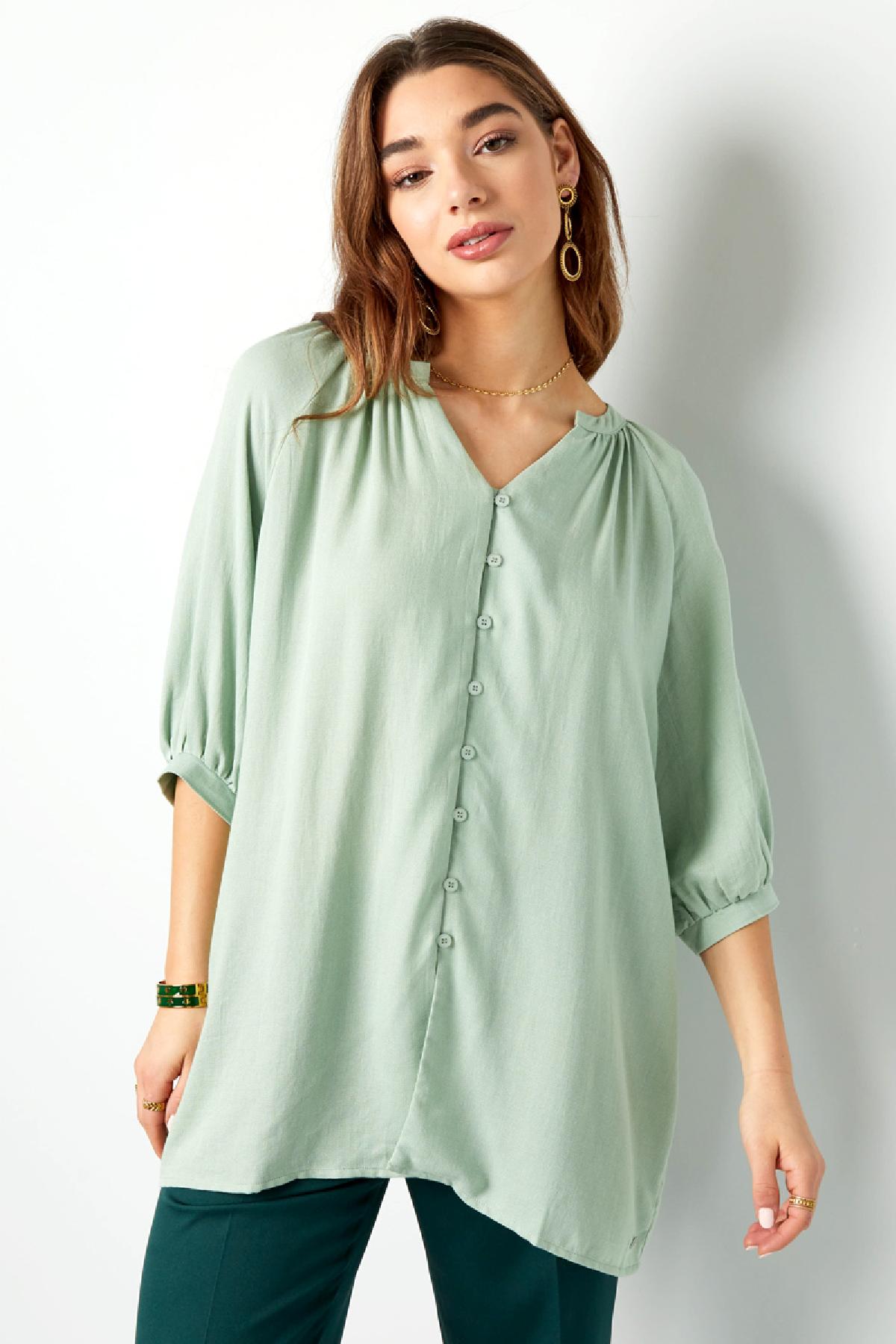 Basic blouse with buttons Green S h5 Picture2