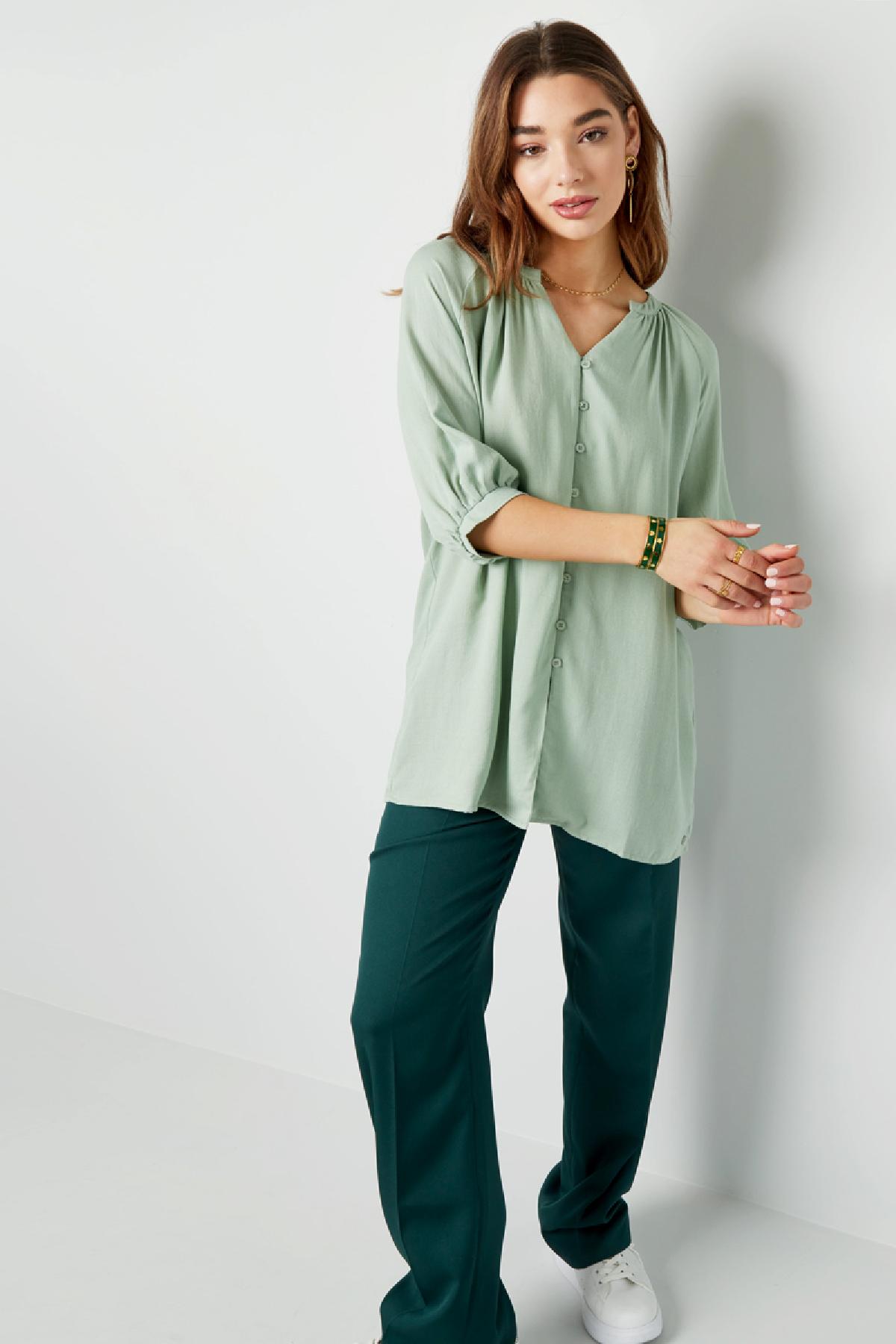 Basic blouse with buttons Green S h5 Picture3