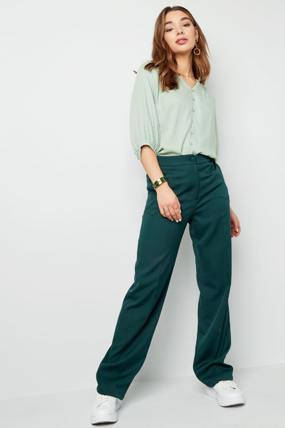 Basic-Bluse mit Knöpfen Grün M h5 Bild5