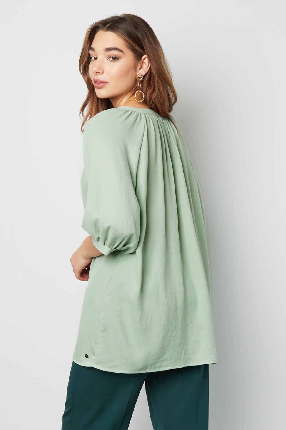 Basic blouse with buttons Green S Picture8
