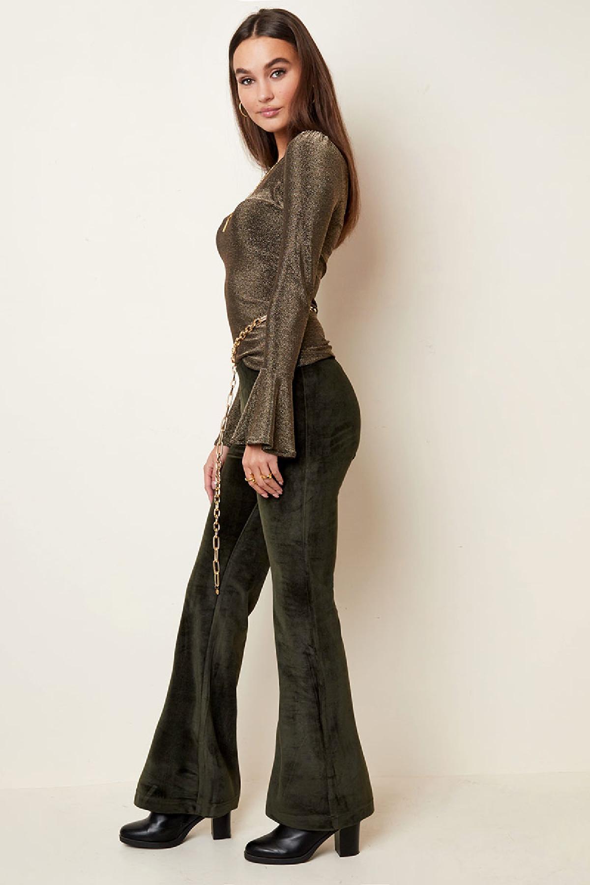 Velvet flared pants Yellow S h5 Picture5