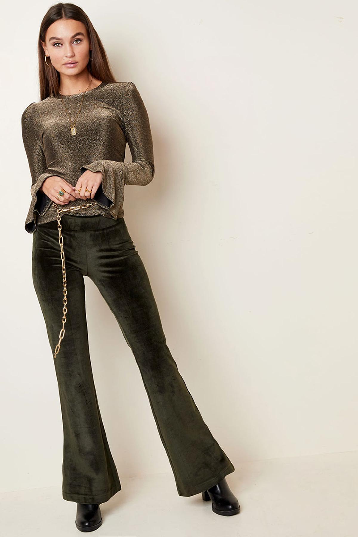 Velvet flared pants Yellow S h5 Picture6